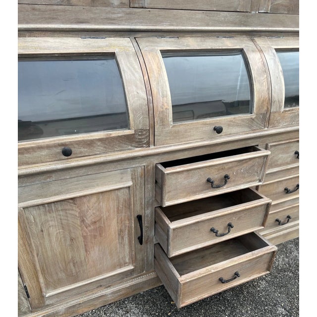 Wood Driftwood Coastal Kitchen Pantry Hutch For Sale - Image 7 of 10