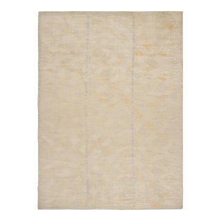 Rug & Kilim’s Scandinavian Style Rug in Beige, Gold and Blue Geometric Patterns For Sale