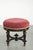 Antique English Stool with Red Fabric Seat and Black Wooden Base with Gold-Colored Details For Sale - Image 4 of 12
