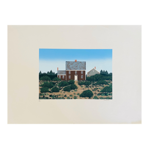 Ted JeremenkoLarge Silkscreen Serigraph of A House in Dunes, Americana Folk Art, c.1985