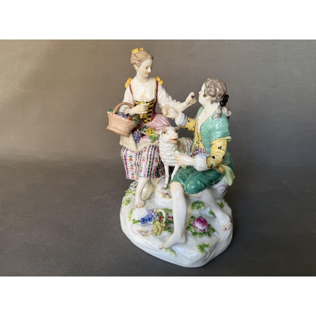 Grupo De Pastores C41 Porcelain Figurine by Michel Victor Acier for Meissen Porcelain, 1880 For Sale - Image 3 of 11