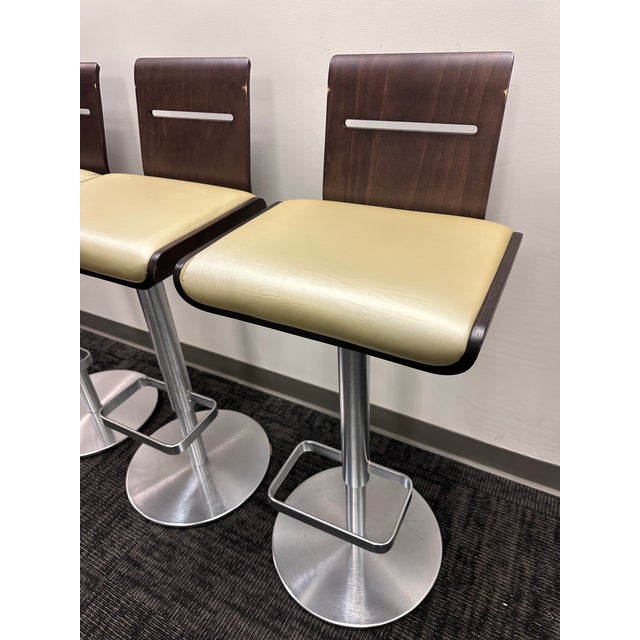 Set of 3 MCM Allermuir "Scoop" Swivel Bar Stools Authentic Made in Uk For Sale In Boston - Image 6 of 12