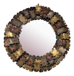Vintage Brutalist American Brass and Copper Curtis Jere Wall Mirror, 1970s