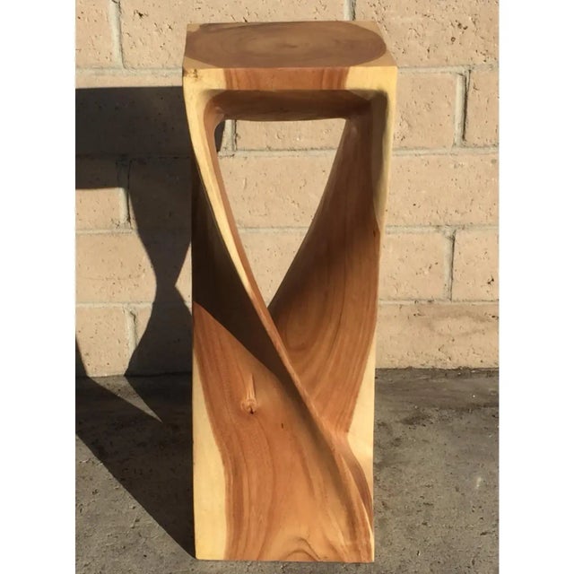 Contemporary Twisting Natural Wood Plant Stand For Sale - Image 4 of 5