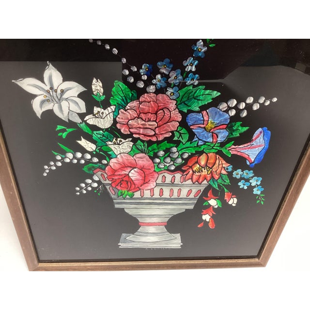 American Folk Art Tinsel Painting Signed S. Veghte.? overall measures 12 inches wide by 12 1/2 inches tall by 1 inch deep....