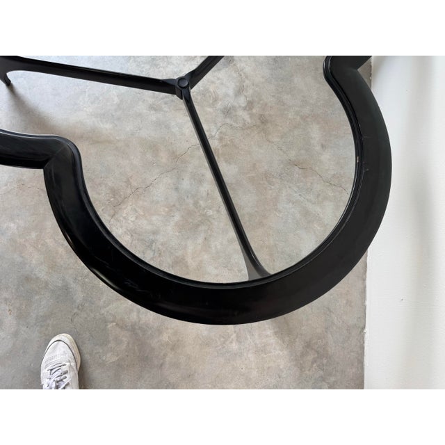 70's Mid-Century "Silhouette" Clover Leaf Black Lacquer Walnut Coffee Cocktail Table For Sale In Miami - Image 6 of 12