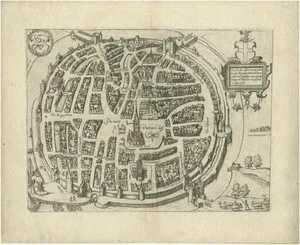 Antique Map of the City of Zwolle by Guicciardini, 1613
