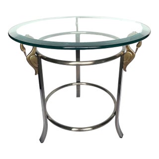 1980s Design Institute of America Beveled Glass Swan Accent Table For Sale