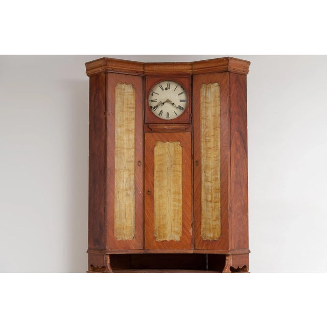 Early 19th Century Swedish Country Corner Clock Bureau Cabinet For Sale - Image 3 of 13