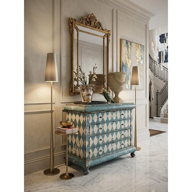 Vintage Italian Hand-Painted Harlequin Commode – Distressed Gustavian Style For Sale - Image 10 of 10