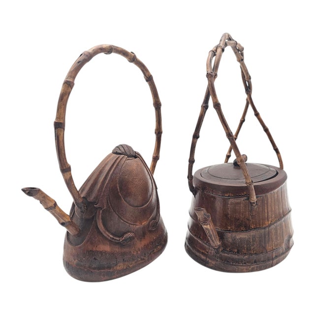 Chinoiserie Mid-20th Century Chinese Scholar Style Hand Carved Wood Tea Caddies 12" - a Pair For Sale - Image 3 of 18