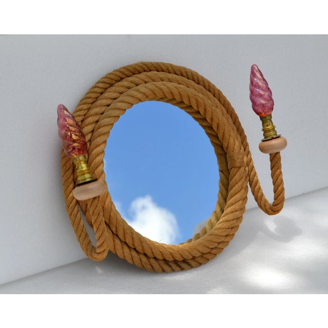 Adrien Audoux and Frida Minet Audoux & Minet Nautical 2 Light Sconce With Round Mirror France 1960 Midcentury For Sale - Image 4 of 13