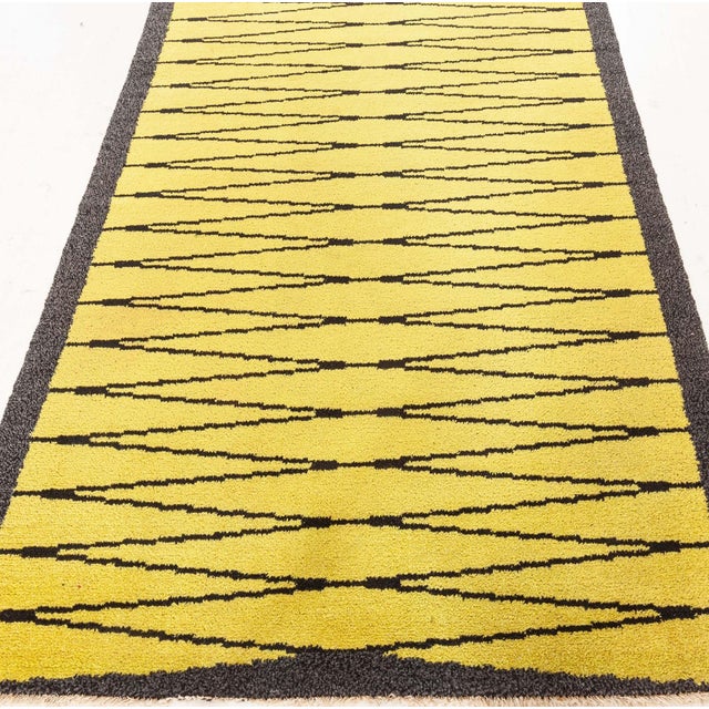 Mid 20th Century Doris Leslie Blau Vibrant Vintage Swedish Pile Rug in Yellow and Charcoal For Sale - Image 5 of 9