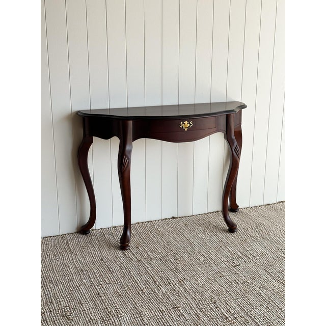 Traditional Vintage Mahogany Demi-Lune Entryway Table For Sale - Image 3 of 15