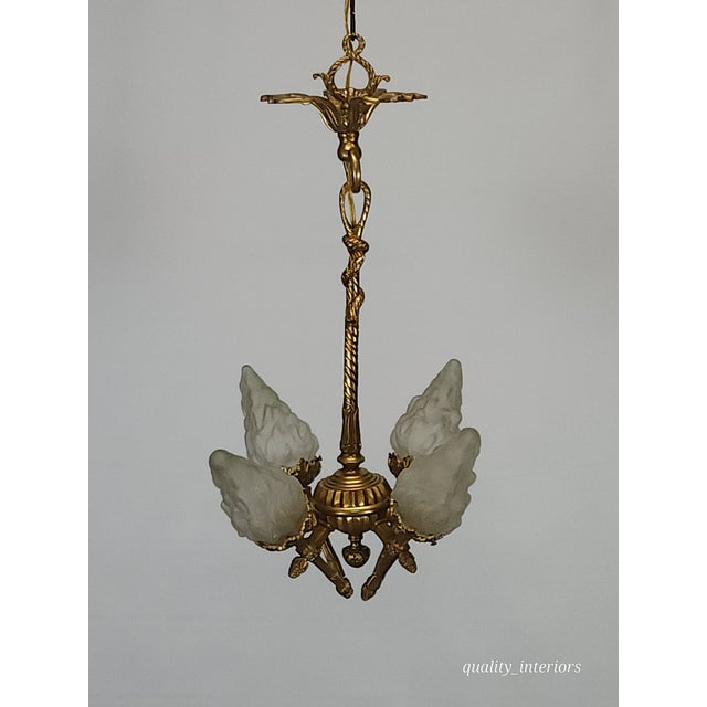 Antique Darling 4 Arm 4 Light Glowing Ribbons and Bows Flame Torch Chandelier For Sale - Image 14 of 17