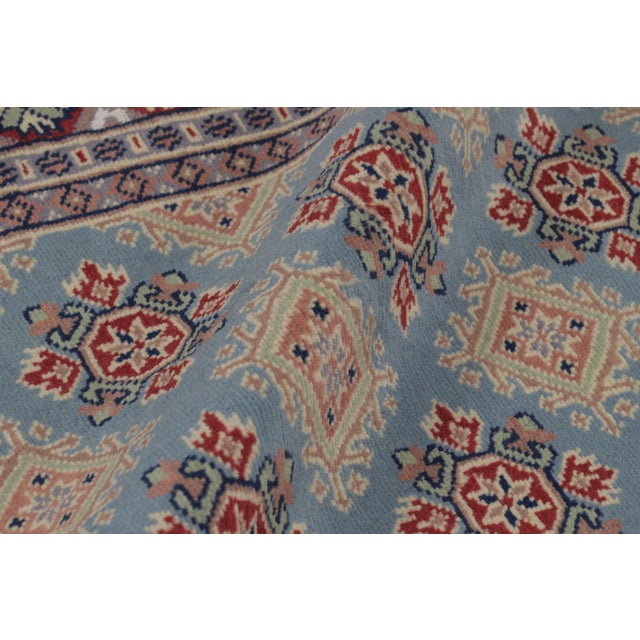 Textile Vintage Bokhara Rug in Soft Sky Blue With Geometric Patterns - Rug & Kilim For Sale - Image 7 of 8