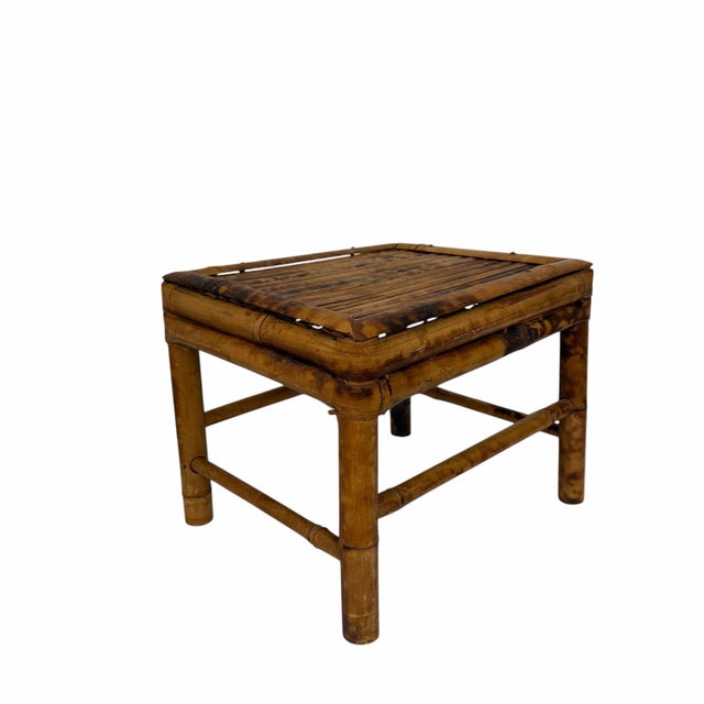 Vintage tortoise bamboo plant or display stand. Measures 11” w x 9” d x 9” h.