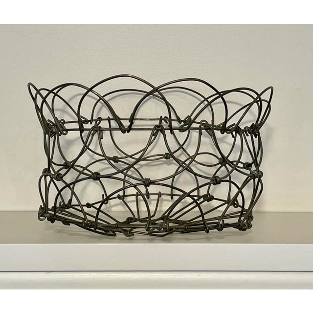 French Country French Country Wire Adjustable Egg Basket For Sale - Image 3 of 4