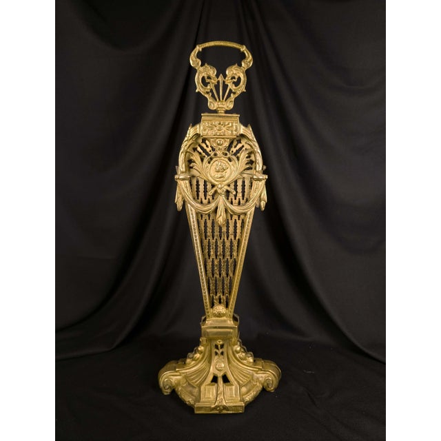 Victorian Victorian Brass Peacock Fireplace Screen Made in Japan For Sale - Image 3 of 6