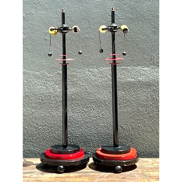 Vintage Postmodern Stacked Disc Lamps - A Pair For Sale - Image 11 of 12