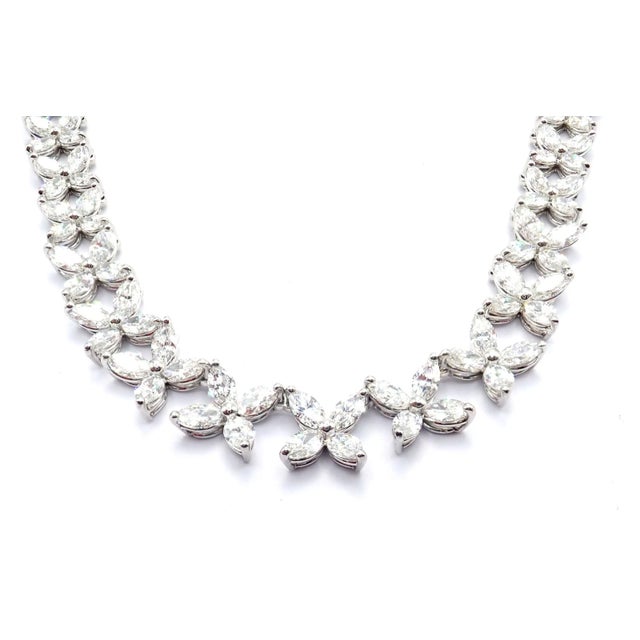 Tiffany & Co. Victoria Platinum Graduated Marque Shape Diamond Necklace For Sale - Image 9 of 16