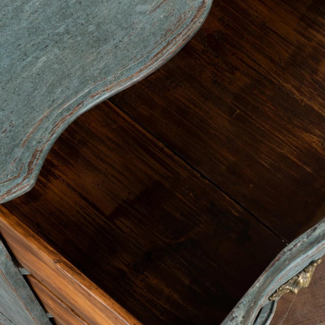 Late 18th Century Large Rococo Blue Chest of Four Drawers, Denmark For Sale - Image 13 of 18