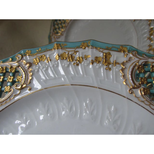 Late 19th Century 3 Fine Antique Porcelain Plates by Fischer and Mieg, Gilt Gold, Lattice Motif For Sale - Image 5 of 11