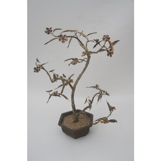 Bronze Bonsai Cherry Blossom Tree Sculpture Signed Chairish