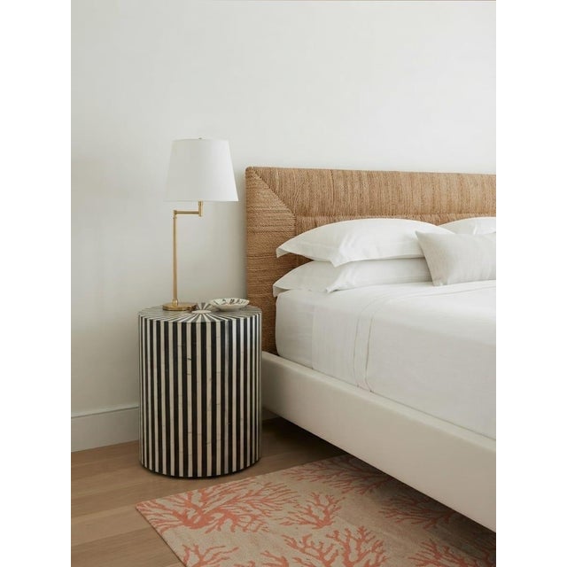 Vintage Optical Sunburst Resin-Inlay Wooden Drum Side Table For Sale - Image 9 of 12