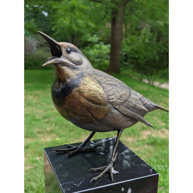 Meadowlark by Tim TerMeer Le 1/35 Bronze Sculpture on Marble Platform Base For Sale - Image 4 of 13
