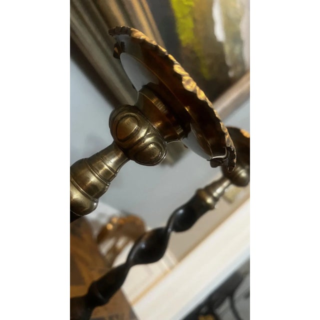 English Vintage Maitland-Smith Attributed Barley Twist Pillar Candlestick Holders- Set of 2 For Sale - Image 3 of 8