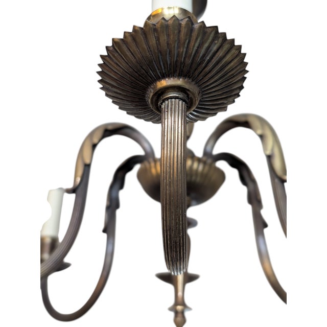 Metal Large Vintage Six-Arm Chandelier by Paavo Tynell, 1930s For Sale - Image 7 of 14