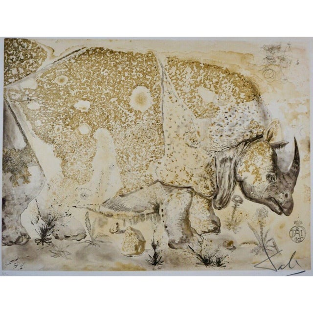 Surrealism Dali Rhinoceros Hand Signed Numbered Etching Very Rare Surreal Art For Sale - Image 3 of 6