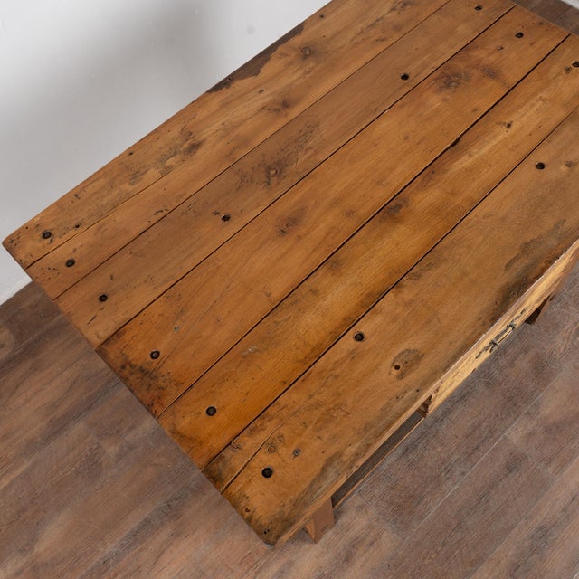 Early 20th Century Early 20th-Century Rustic Pine Work Table or Kitchen Island For Sale - Image 5 of 13