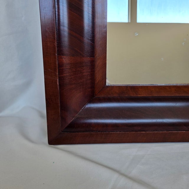Late 19th Century Antique c.1880-1900 Mahogany Flame Ogee Mirror W/ Evalast Semon Bache Glass For Sale - Image 5 of 10