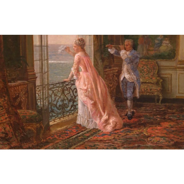 19th C. Genre Oil on Canvas Painting in Giltwood Frame Signed Amédée Greux For Sale In Dallas - Image 6 of 11