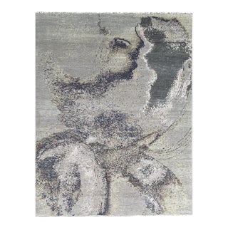 8x10 Lydia Cassandra Gray Geometric Mid-Century Modern Hand Knotted Wool Carpet Rug For Sale