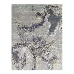 8x10 Lydia Cassandra Gray Geometric Mid-Century Modern Hand Knotted Wool Carpet Rug