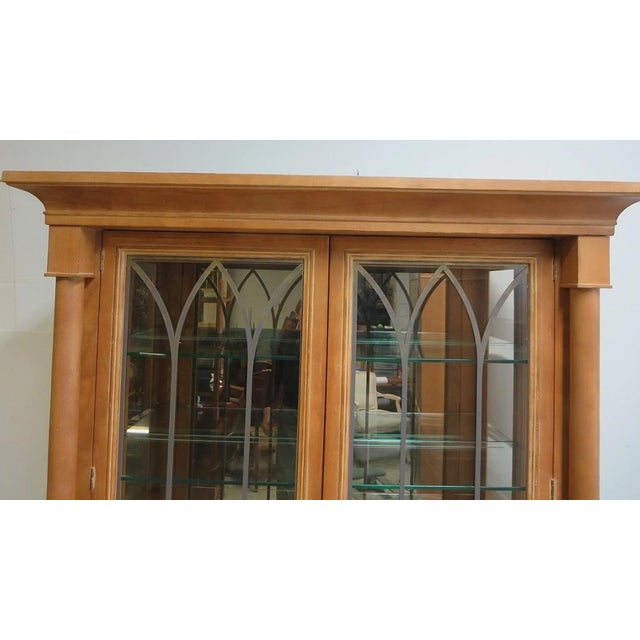 Wood 1980s Henredon Monumental Aegean Crystal Curio China Hutch Cabinet For Sale - Image 7 of 12