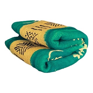 Emerald Green & Yellow Mud Cloth Textile Mali For Sale