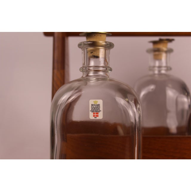 Holmegaard 1960s Danish Teak - Spirit Tantalus w/ 3 pc Decanters - 4 pcs For Sale - Image 4 of 9