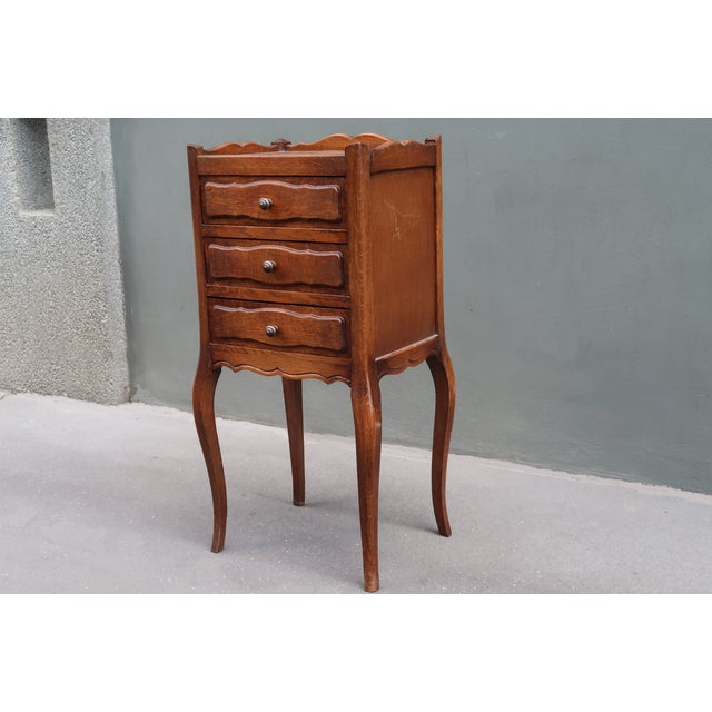 French Antique Oak Nightstand For Sale In Los Angeles - Image 6 of 9