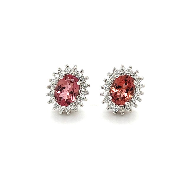Traditional Natural Tourmaline Diamond Earrings 14k Gold 1.94 TCW Certified For Sale - Image 3 of 12
