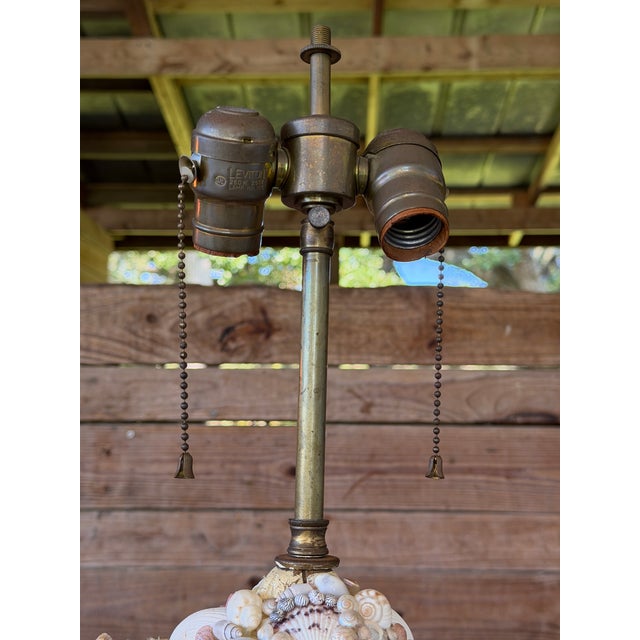 Vintage Shell-Encrusted Carved Wood Urn Table Lamps - Pair For Sale - Image 11 of 12