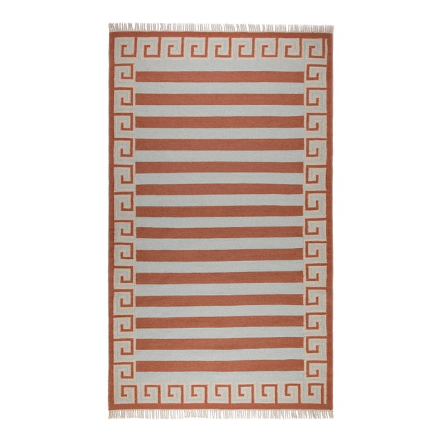 Part & Parcel Goods Wool Stripe Runner, 2’6” x 12', Sky Blue, Topaz and Eggshell For Sale