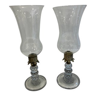 Pair of 1980s Hurricane Lamps For Sale