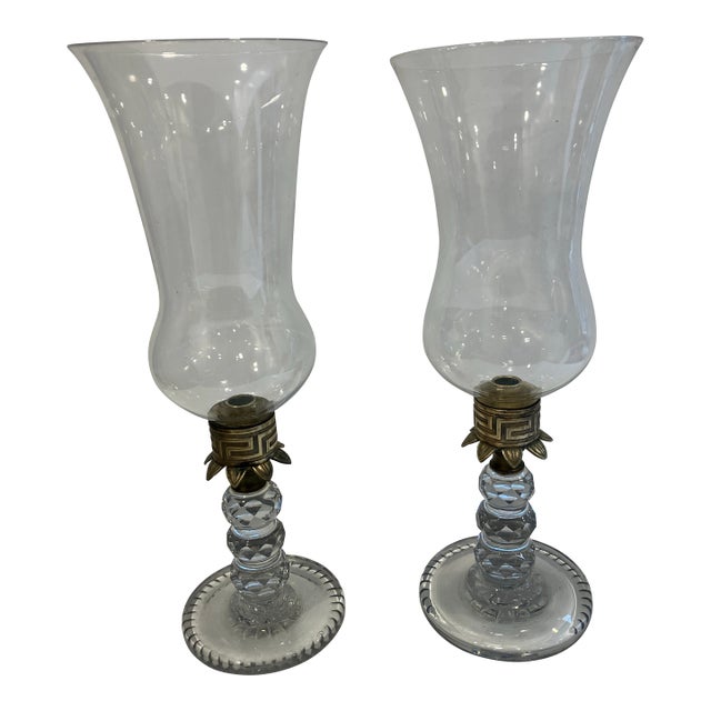 Pair of 1980s Hurricane Lamps For Sale