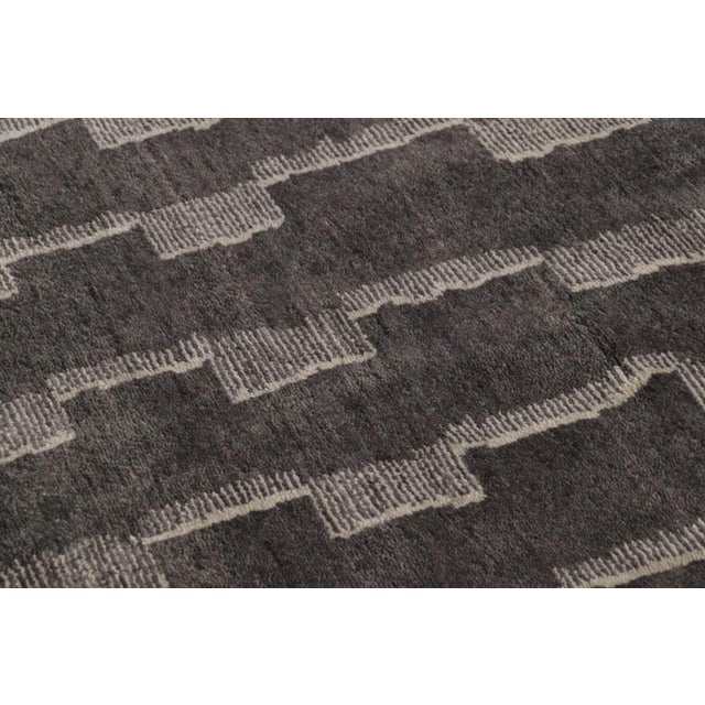 Rug & Kilim's Art Deco Style Rug in Mohair With Black & Gray Geometric Design For Sale In New York - Image 6 of 11