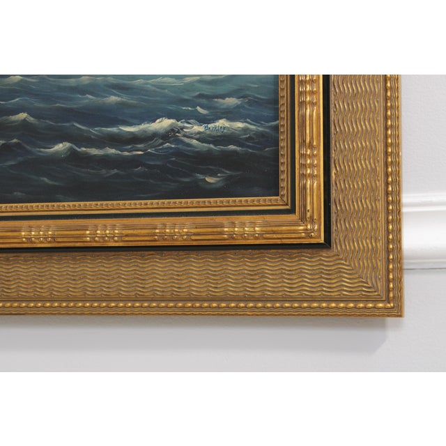 Artist Signed Oil on Canvas Tall Ships Painting For Sale - Image 11 of 14