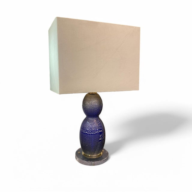 Blue and Silver Murano Glass Lamps, 1970s, Set of 2 For Sale - Image 4 of 7